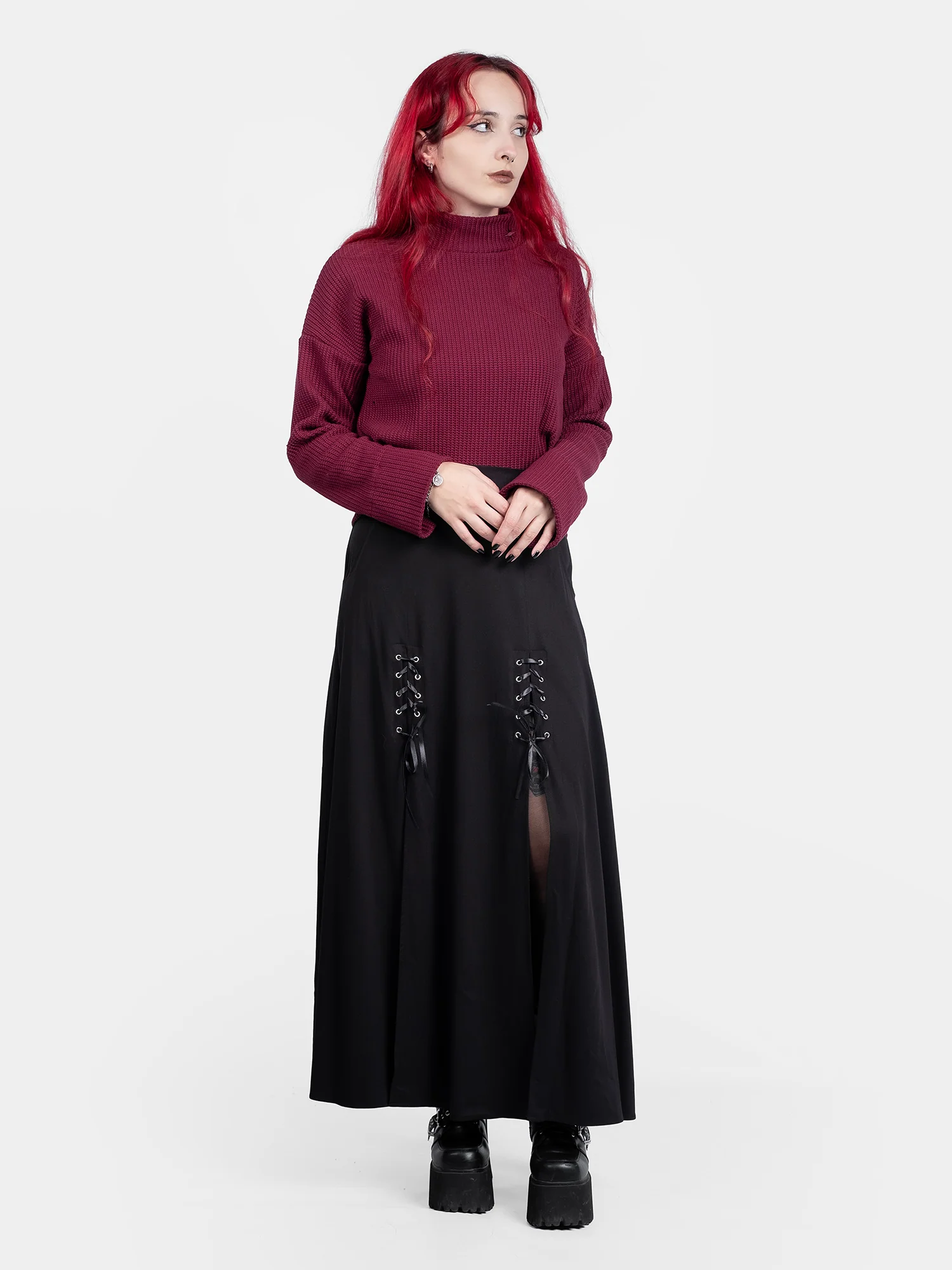 Bordowy sweter z golfem Astrid - Image 4