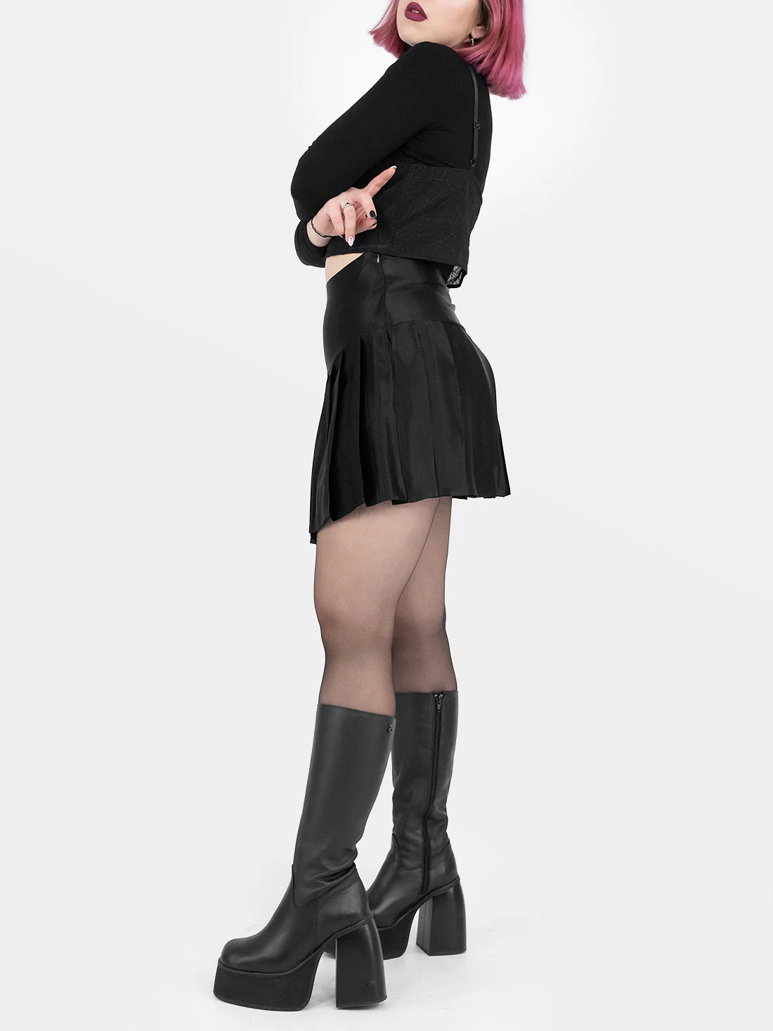 Satynowa, plisowana spódnica - Image 3