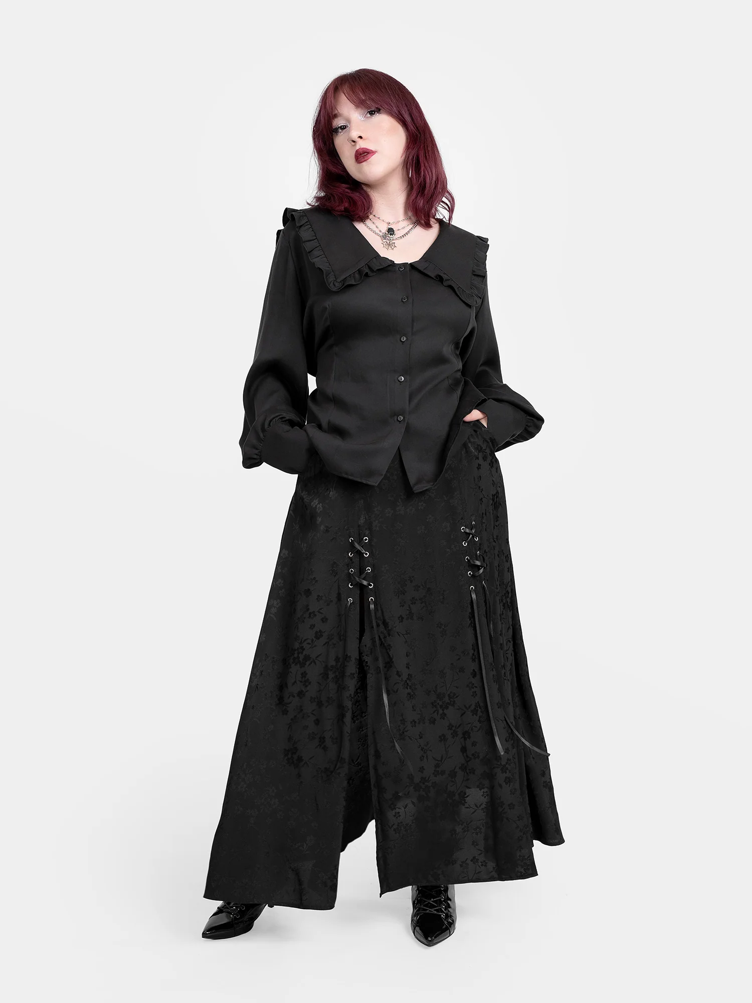 Żakardowa spódnica maxi z wycięciami Eerie - Image 10