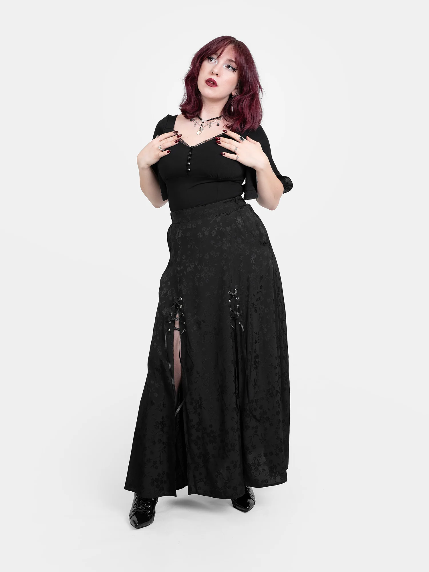 Żakardowa spódnica maxi z wycięciami Eerie - Image 11