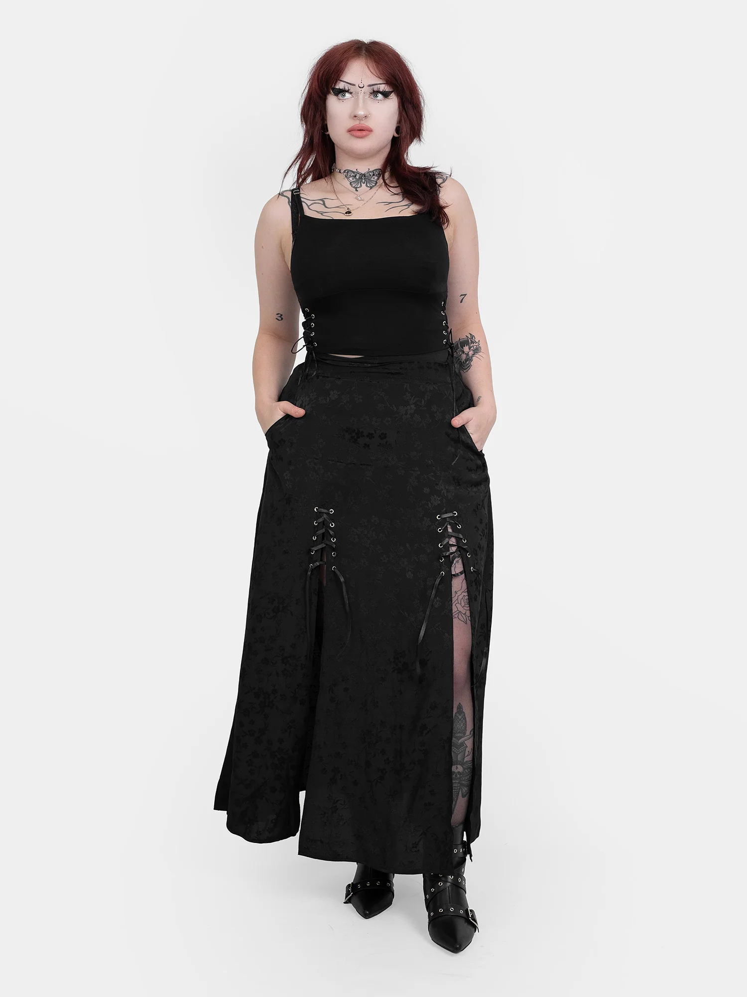 Żakardowa spódnica maxi z wycięciami Eerie - Image 15