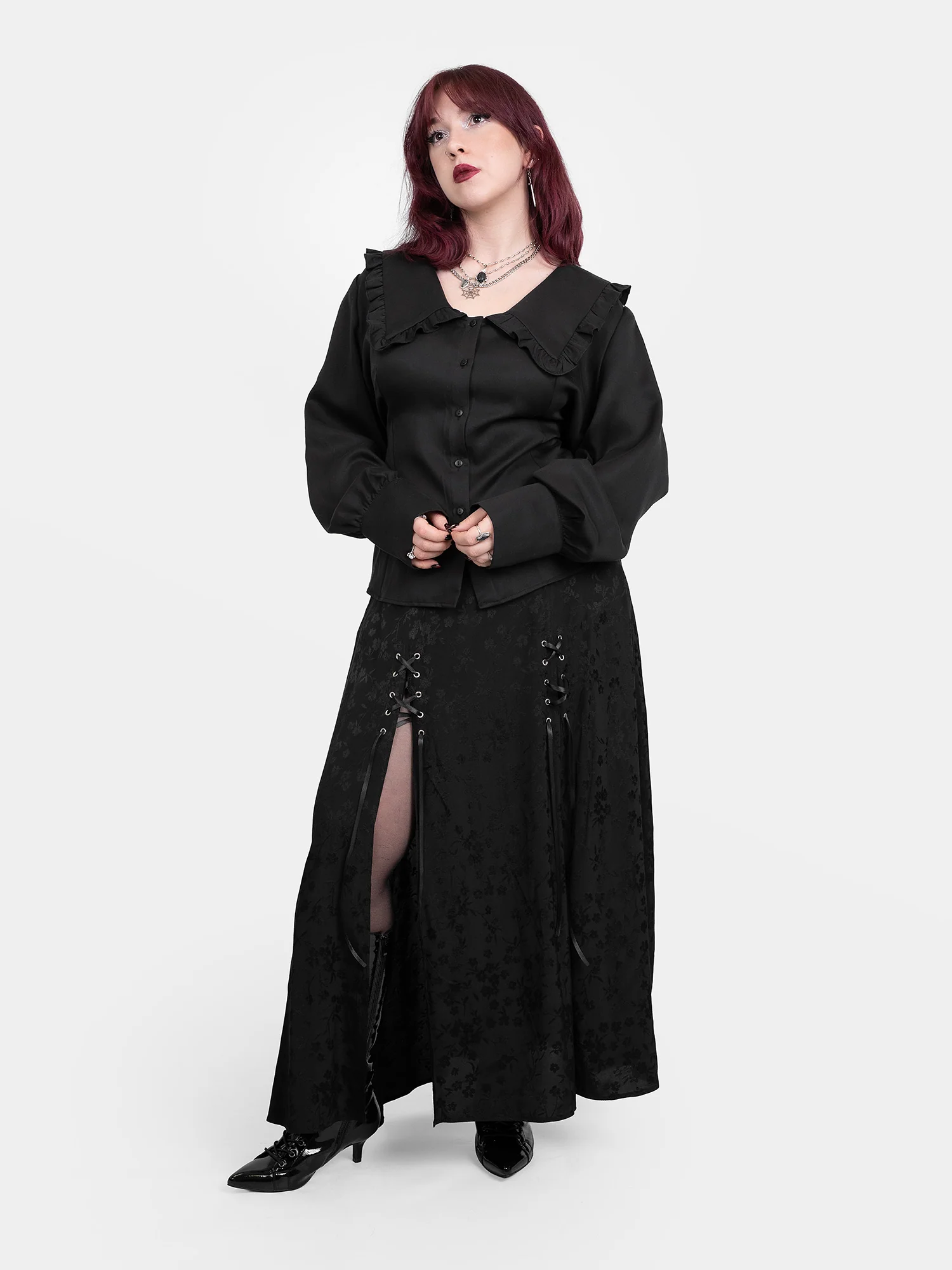 Żakardowa spódnica maxi z wycięciami Eerie - Image 16