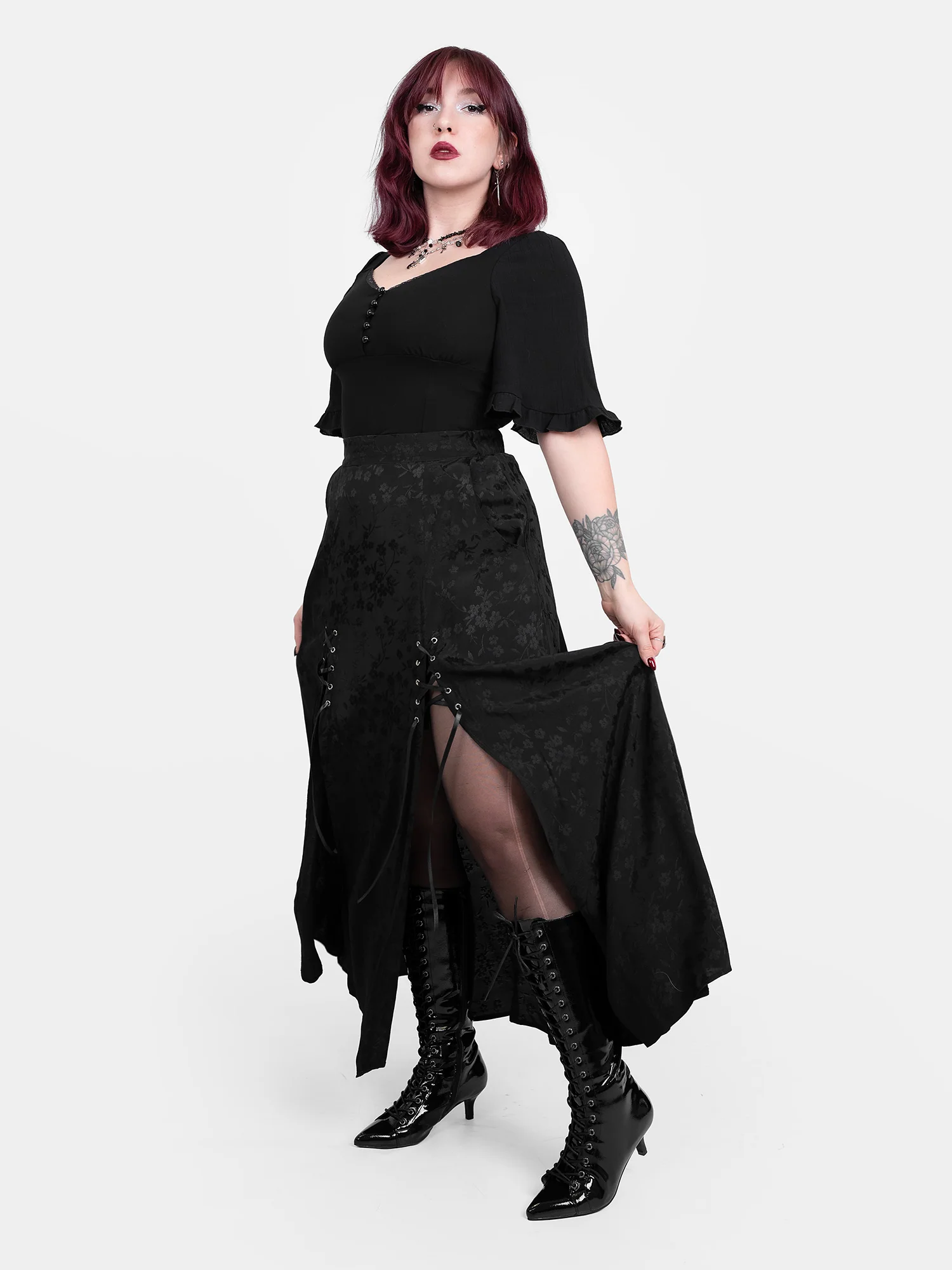 Żakardowa spódnica maxi z wycięciami Eerie - Image 17