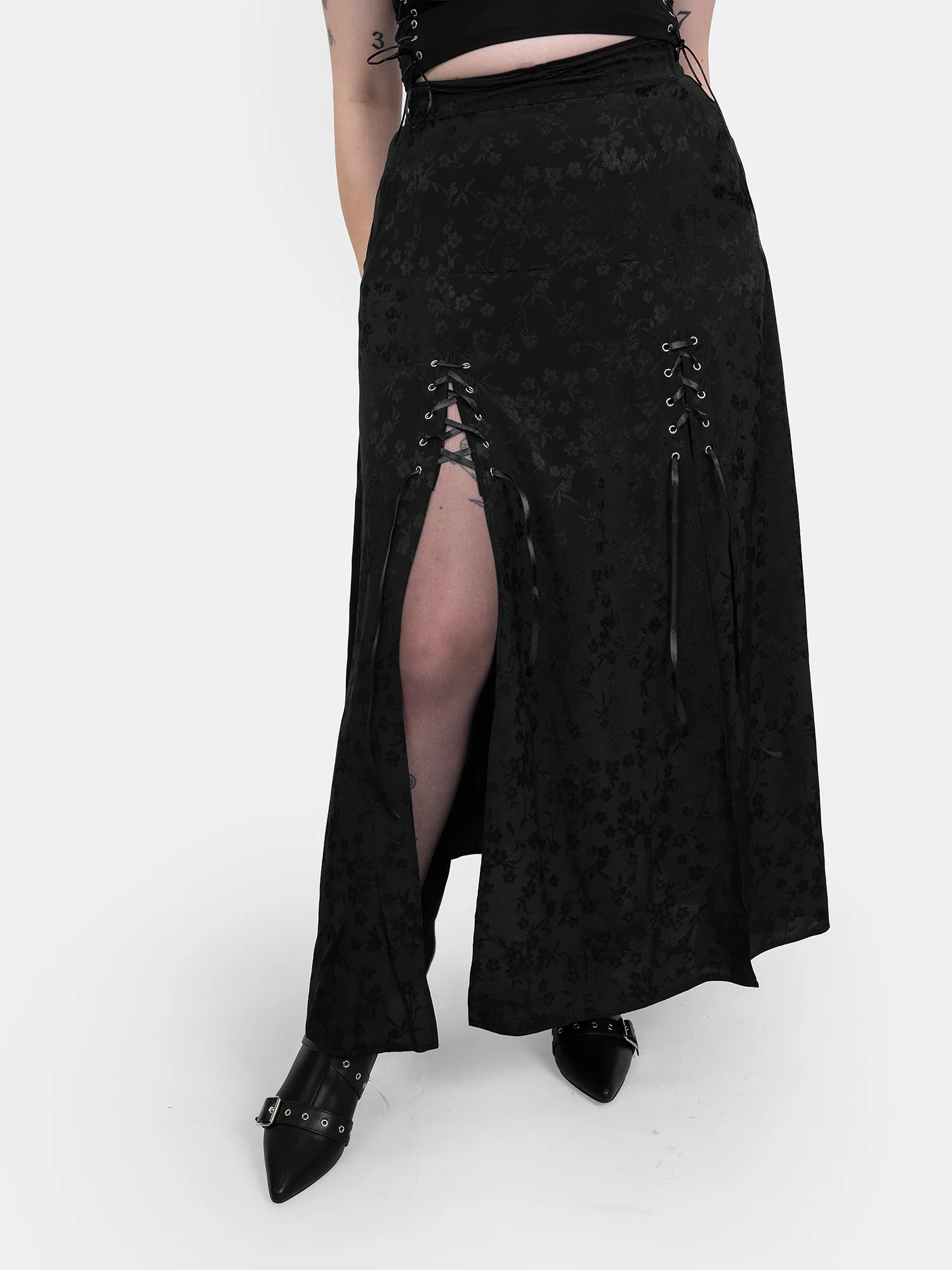 Żakardowa spódnica maxi z wycięciami Eerie - Image 5