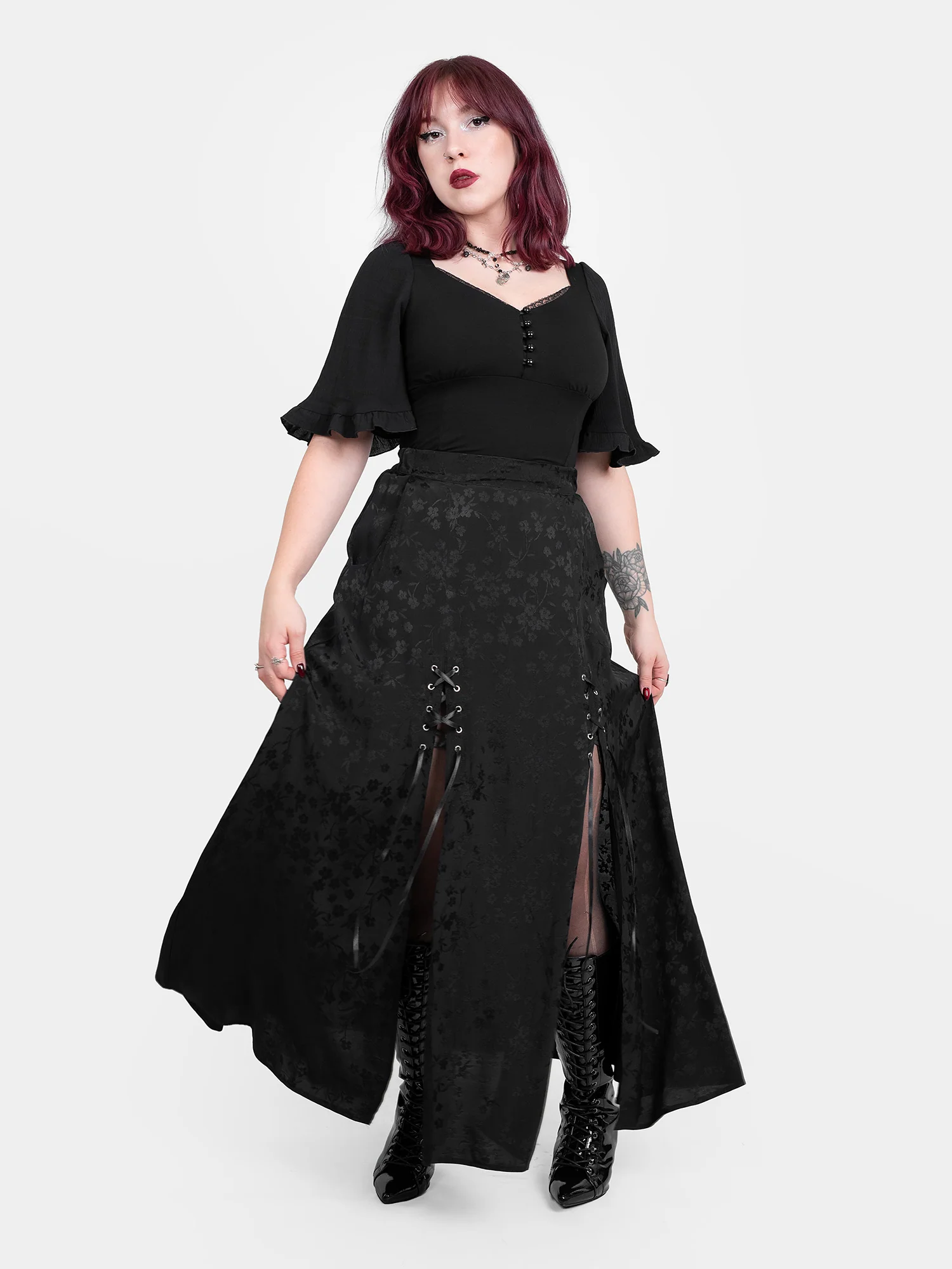Żakardowa spódnica maxi z wycięciami Eerie - Image 6