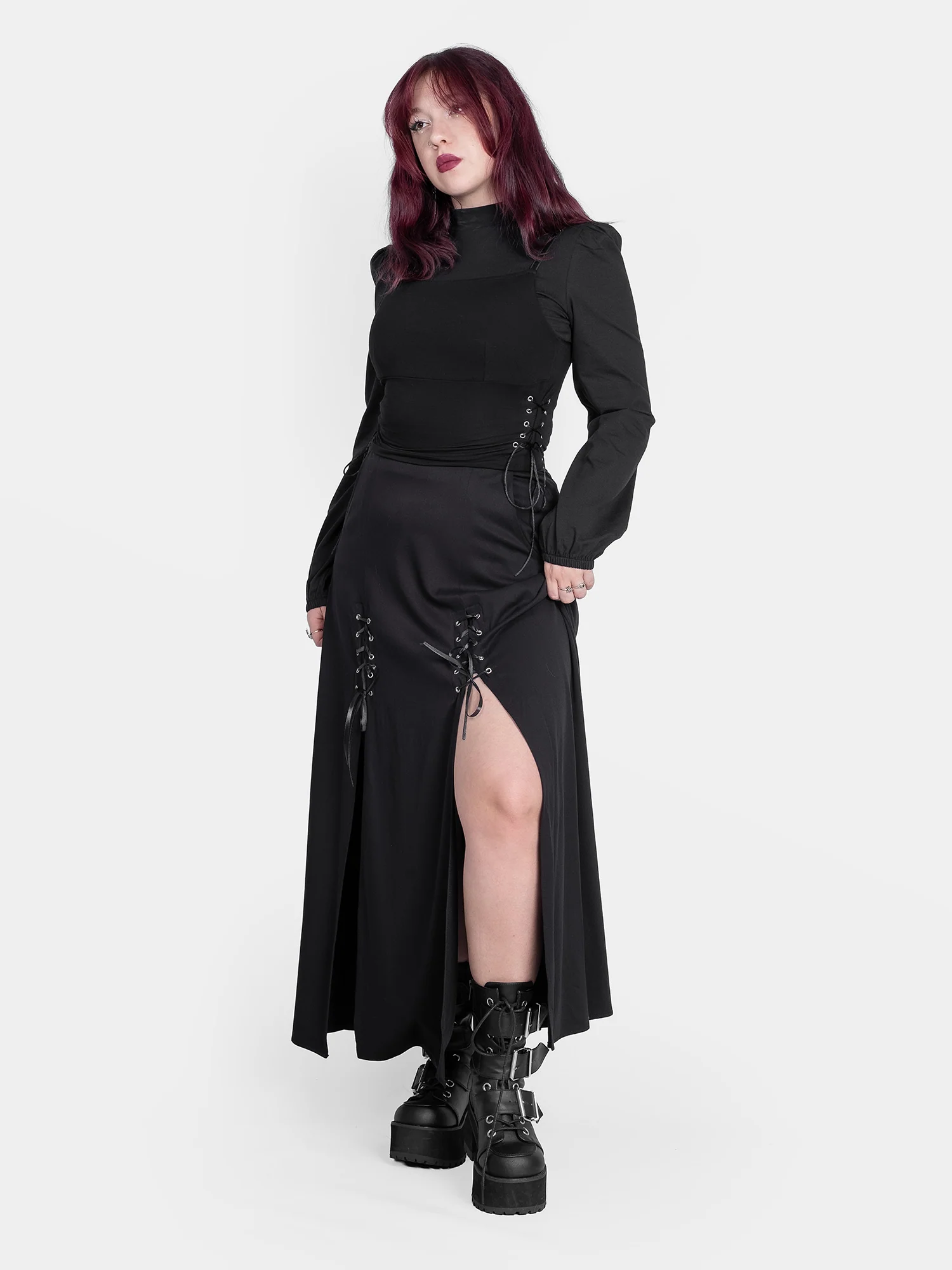 Spódnica midi z wiązaniem Lacrimosa - Image 15