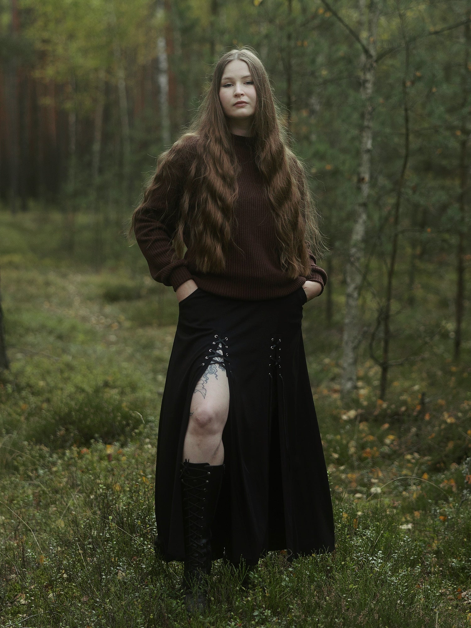 Spódnica midi z wiązaniem Lacrimosa - Image 3