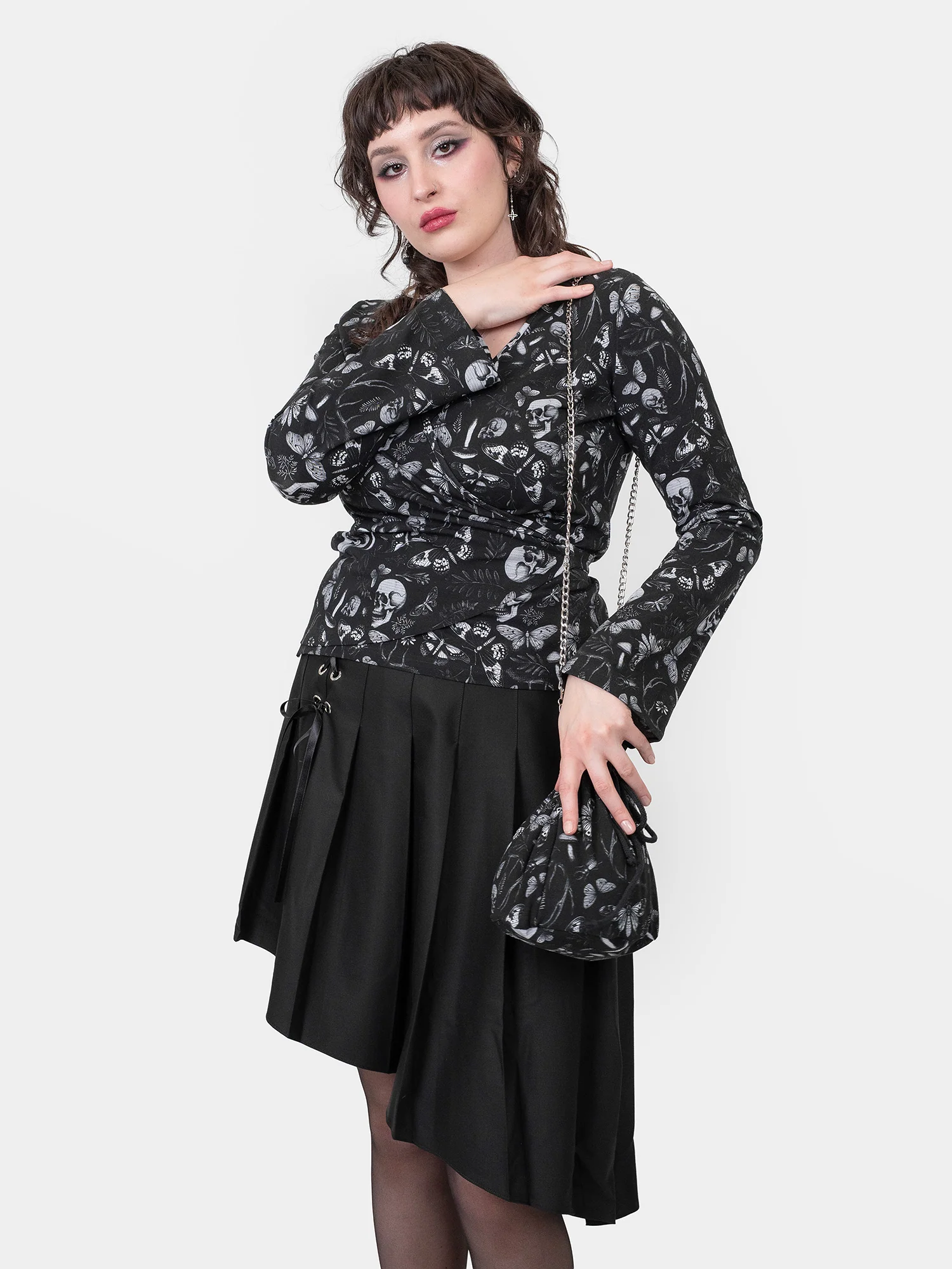 Bluzka wrap z rozszerzanymi rękawami Moonveil - Image 3