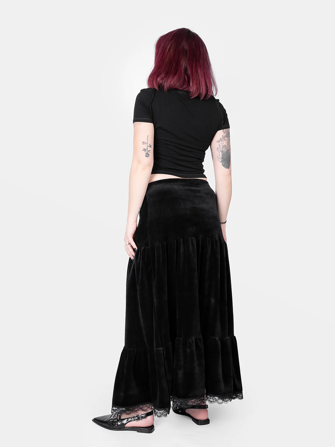 Welurowa spódnica maxi z falbanami Oblivion - Image 11