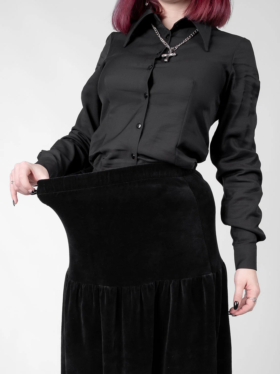 Welurowa spódnica maxi z falbanami Oblivion - Image 12