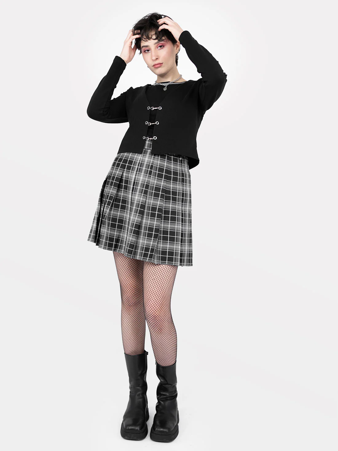 TALL Tennis skirt w ciemnoszarą kratkę - Image 6