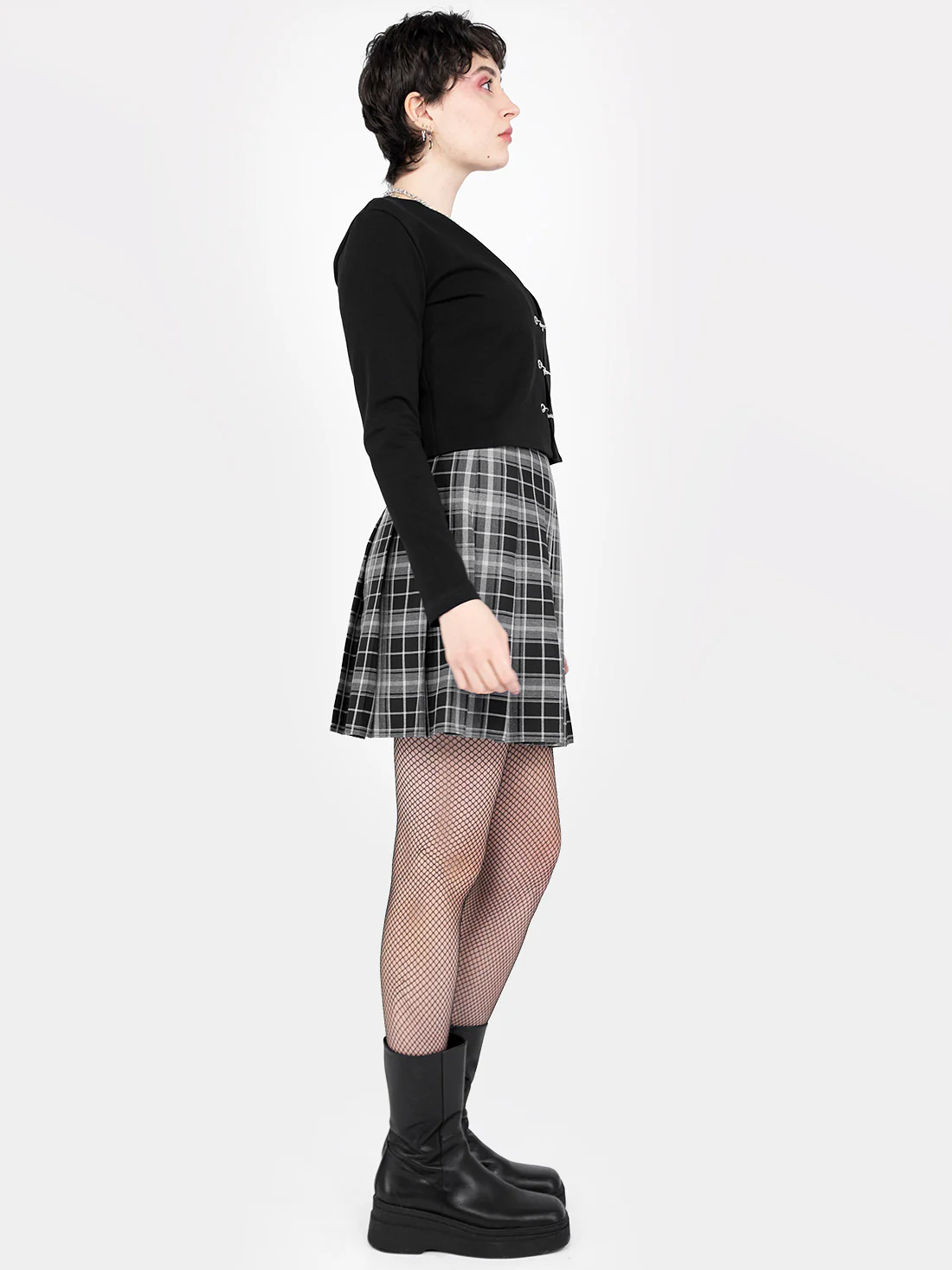 TALL Tennis skirt w ciemnoszarą kratkę - Image 7
