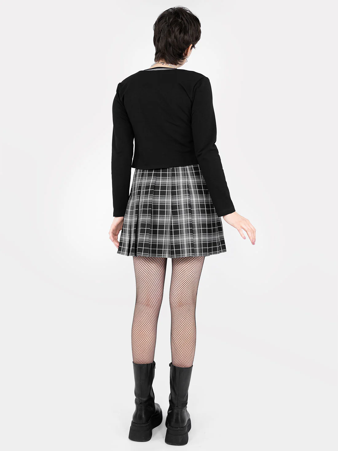 TALL Tennis skirt w ciemnoszarą kratkę - Image 8