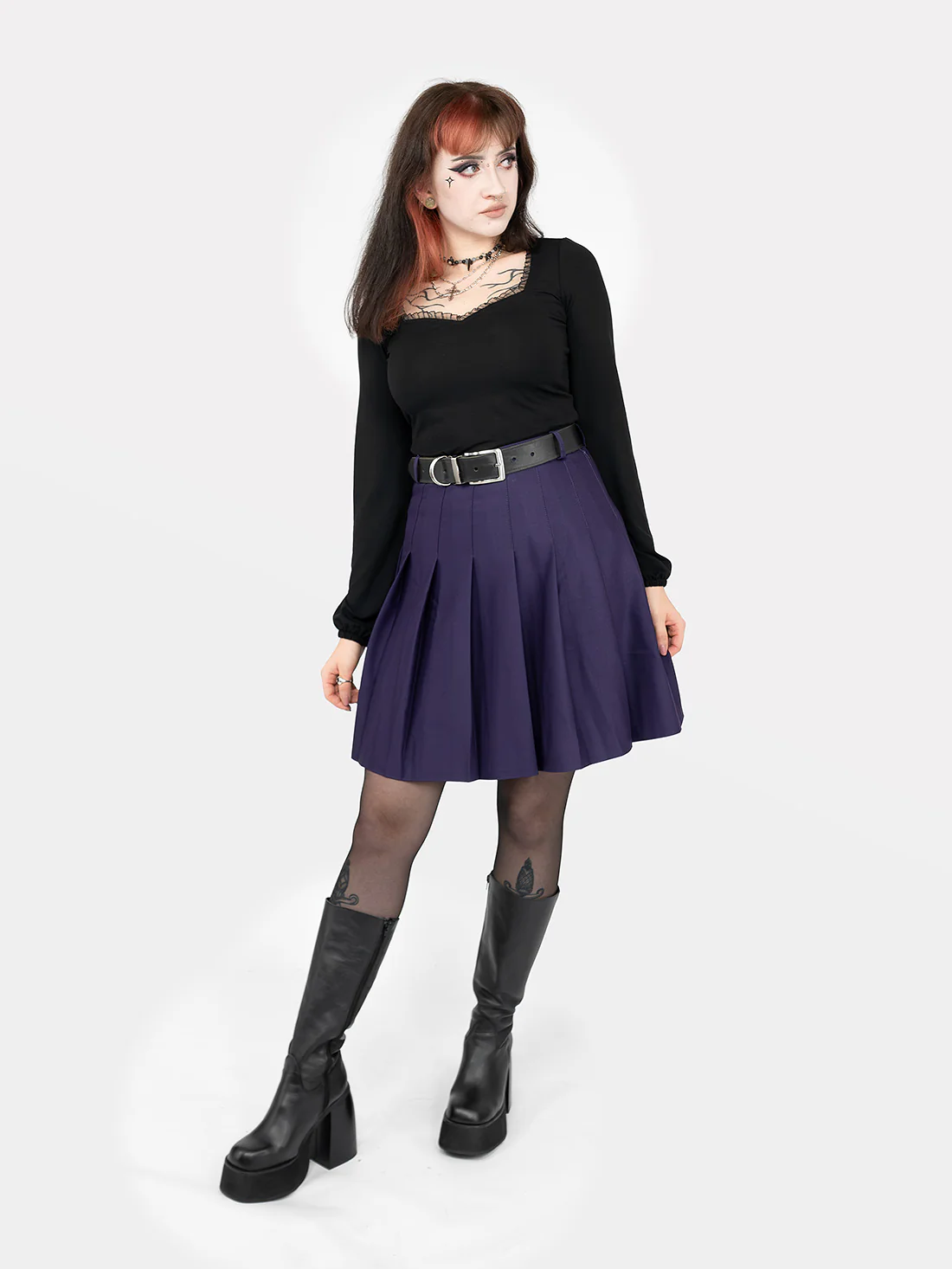 TALL Fioletowa tennis skirt ze szlufkami - Image 4