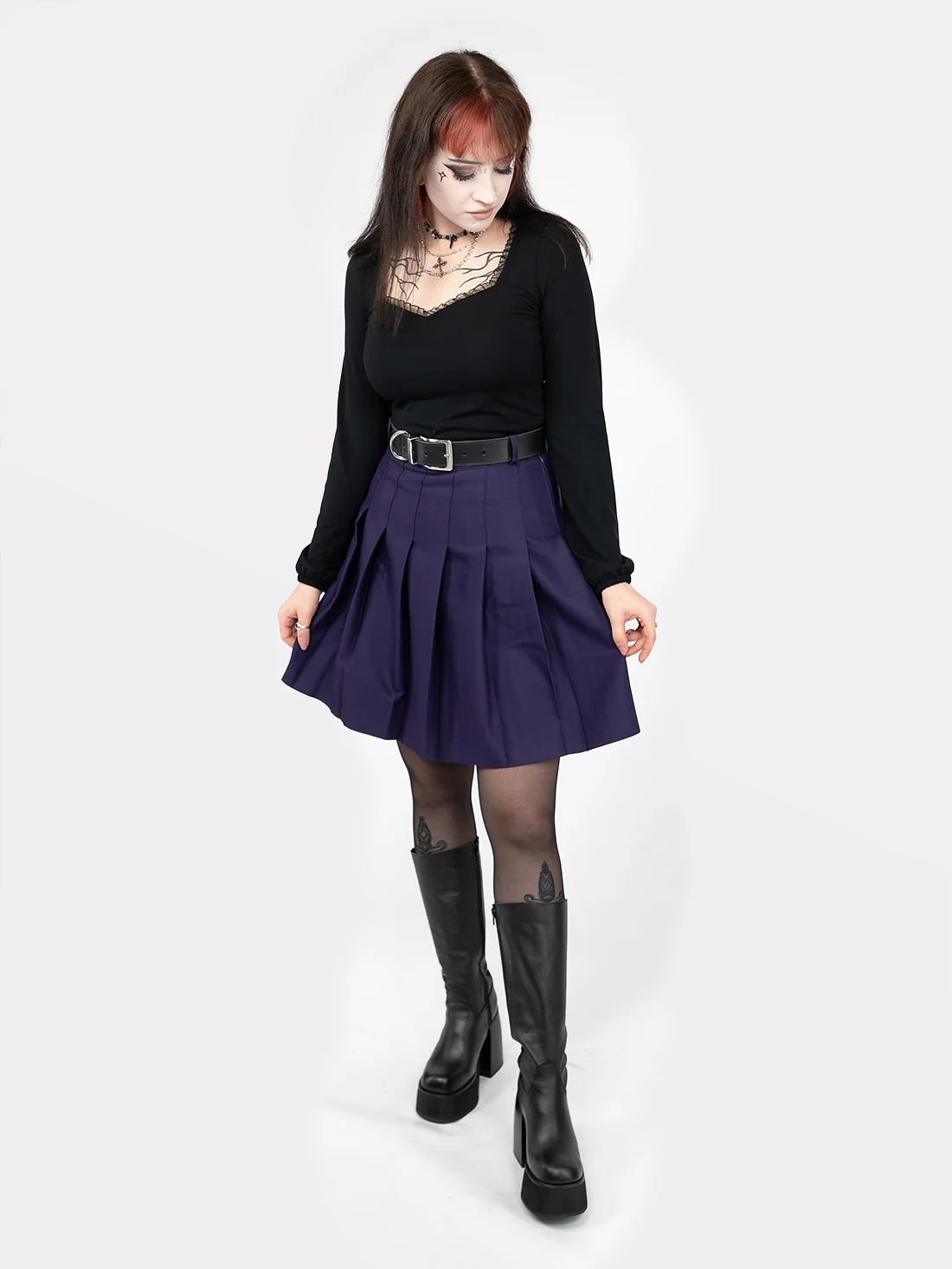 TALL Fioletowa tennis skirt ze szlufkami - Image 7