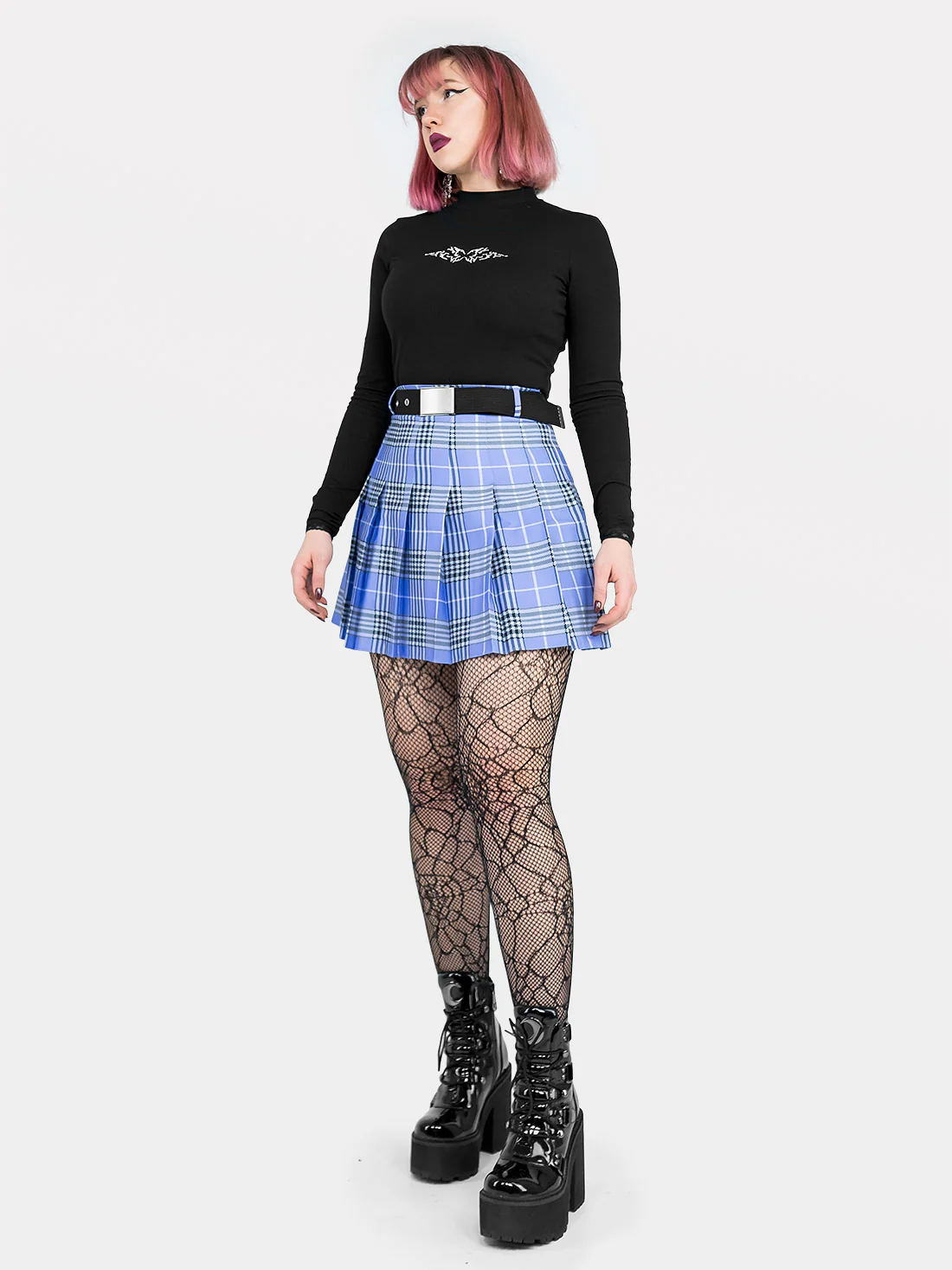 Tennis skirt w fioletową kratę ze szlufkami - Image 11