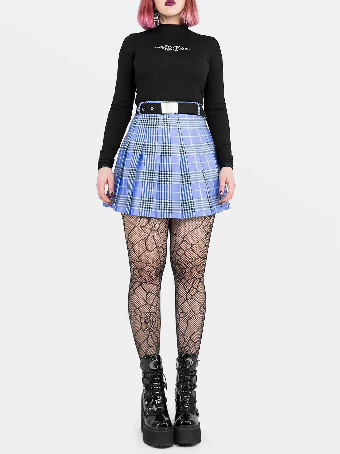Tennis skirt w fioletową kratę ze szlufkami - Image 6